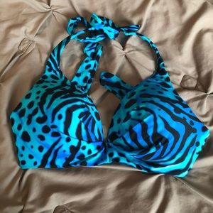 Blue printed bathing suit bikini top